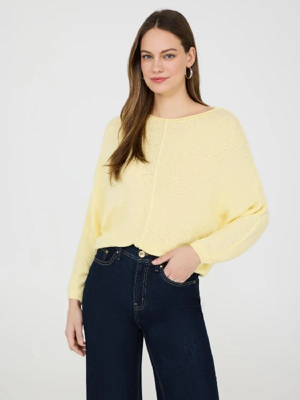 Boat Neck Dolman Sleeve Sweater Iron Safe Non-Iron Wrinkle Free