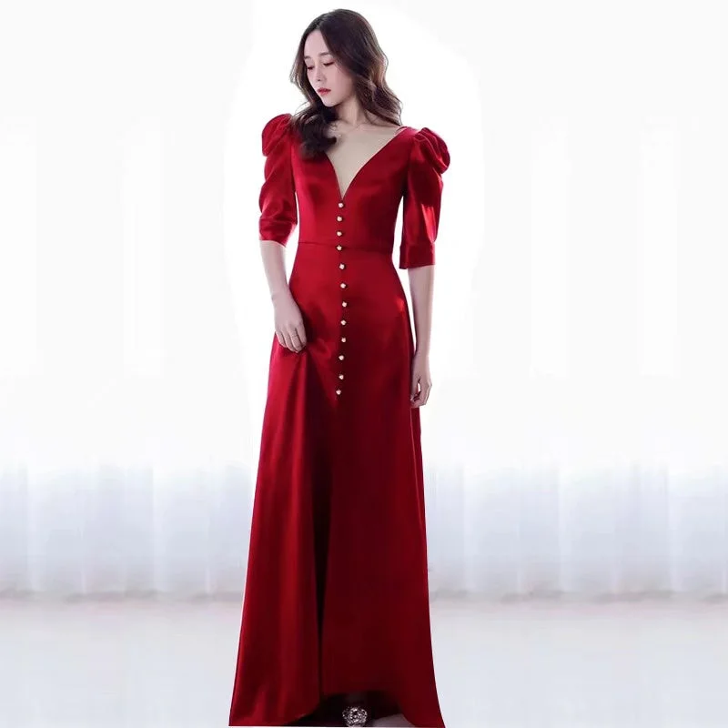 charming party dress ,red dress, sexy little tail prom dress, v-neck evening dress Tunics Leisure comfortable