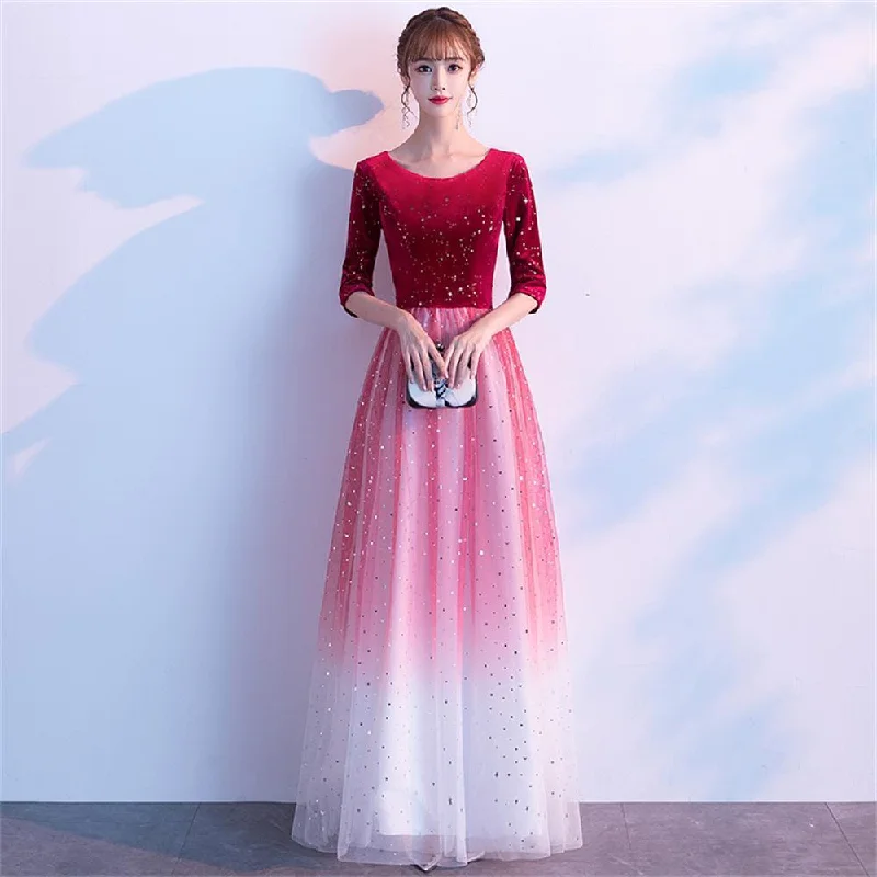 Hafe Sleeve Formal Dress A-Line Evening Dress O-Neck Tull Long Party Dress Tunics Timeless classic