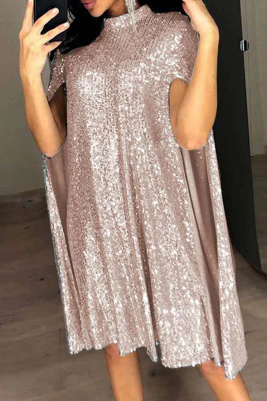 Chic Short Sequin Party Dress Tunics Running lightweight