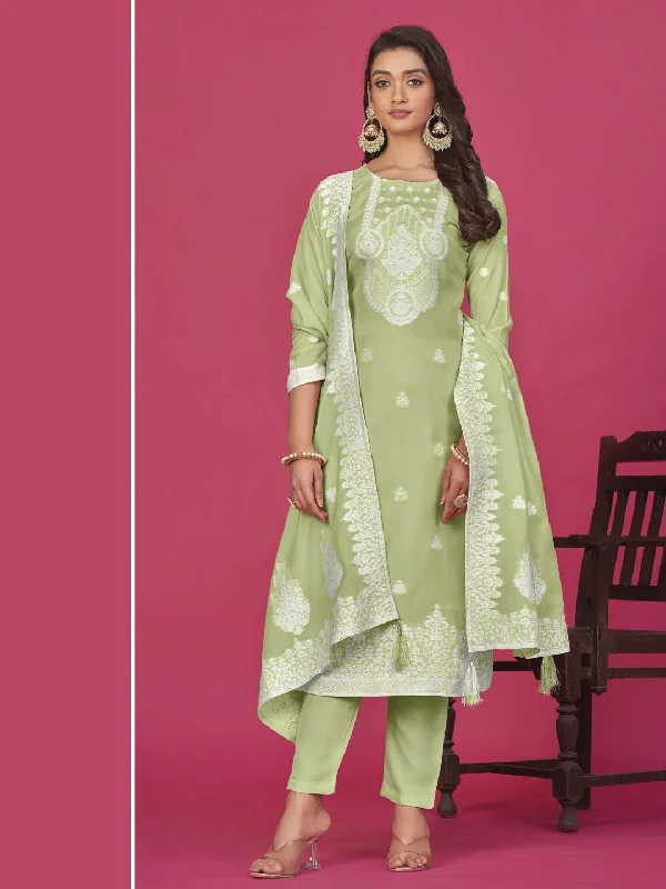 Pista Organza Pant Suit With Wevon Designer Baadla Work Cozy Fitted Pants