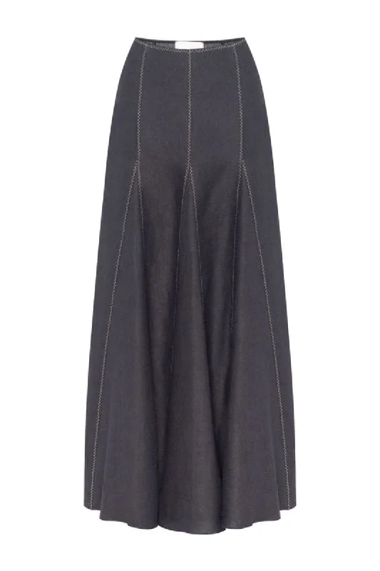 BLACK A-LINE ZIG-ZAG MAXI SKIRT chiffon skirt airy