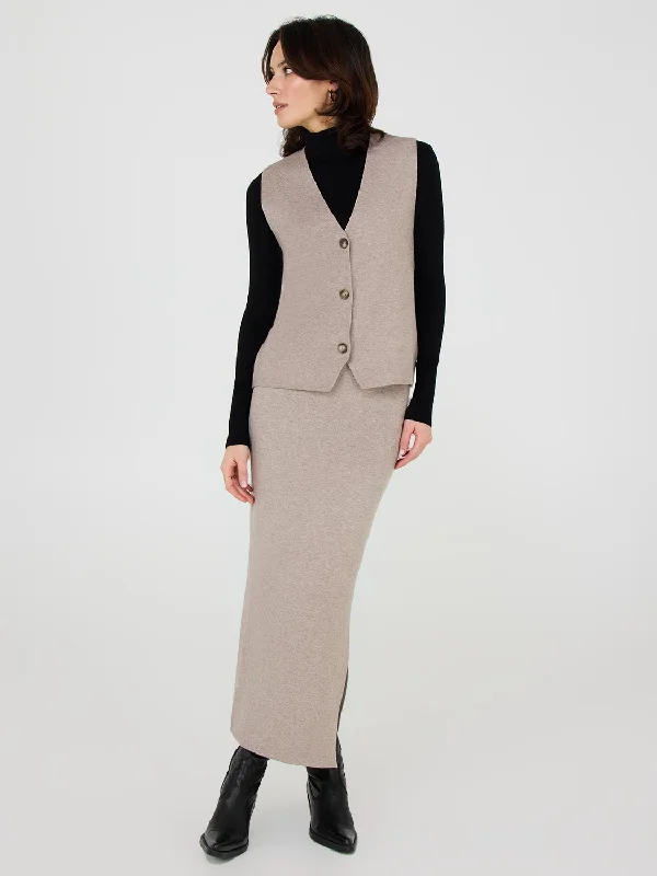 Sweater Knit Pencil Skirt Ribbed Striped Patterned