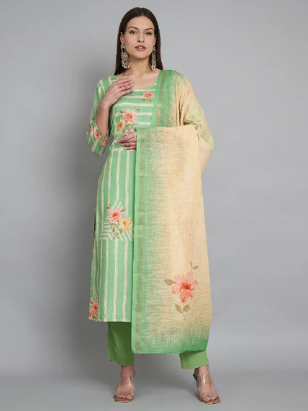 Pista Trendy Elementary Designer Readymade Linen Pant Suit With Embroidery Work Chic Black Leggings