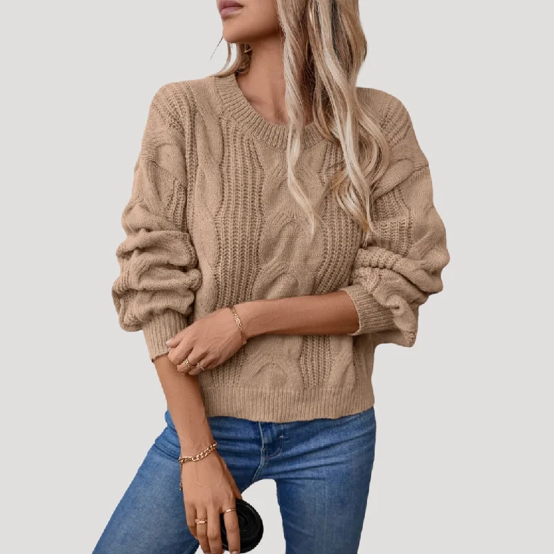 Chunky cable knit sweater Handmade Hand-knitted Hand-woven