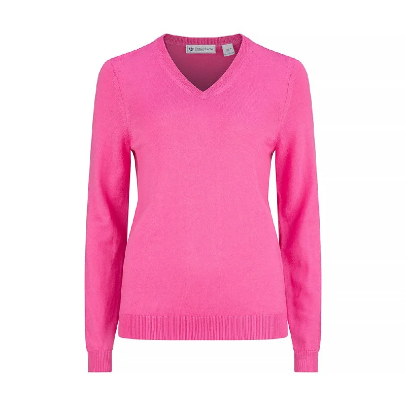 Donald Ross Ladies Sweater - Merino Wool V-Neck, 222 Thin Thick Dense