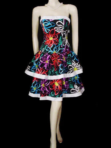 *VINTAGE A. J. BARI - LORD & TAYLOR STRAPLESS TIERED FLOUNCE  PARTY DRESS WITH ATTACHED CRINOLINE Tunics Favorite customer