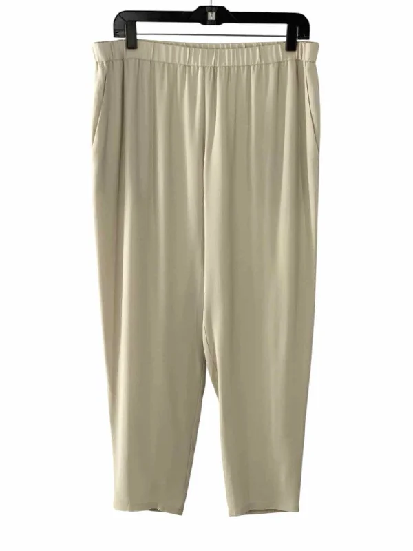 Eileen Fisher Size LP Beige Pants Warm Wool Trousers