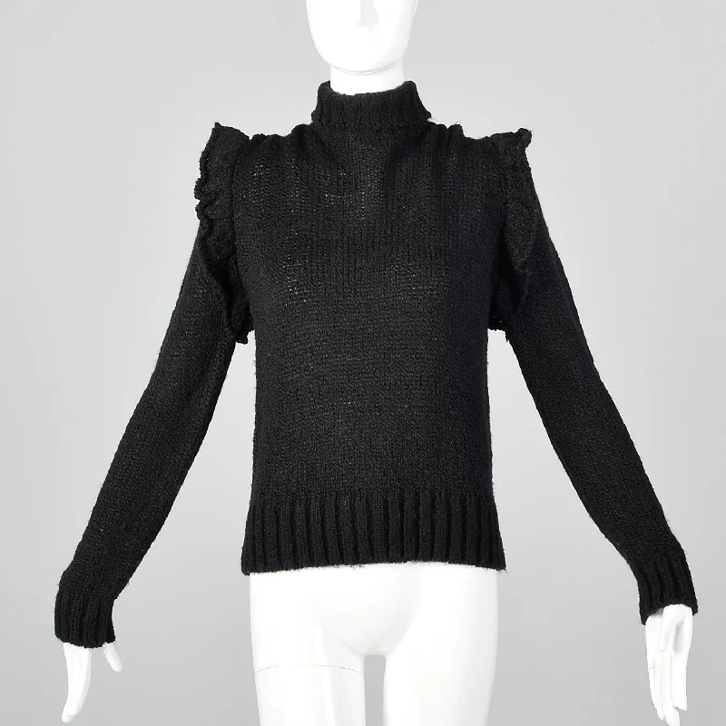 Diane Von Furstenberg Black Turtleneck Sweater Collared Crew Neck Turtle Neck