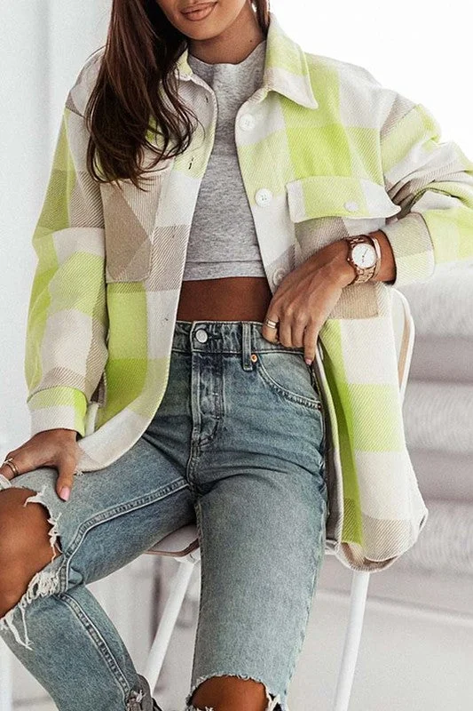 PLAID JACKETS FOR WOMEN Welt Pockets Slit Pockets Flap Pockets
