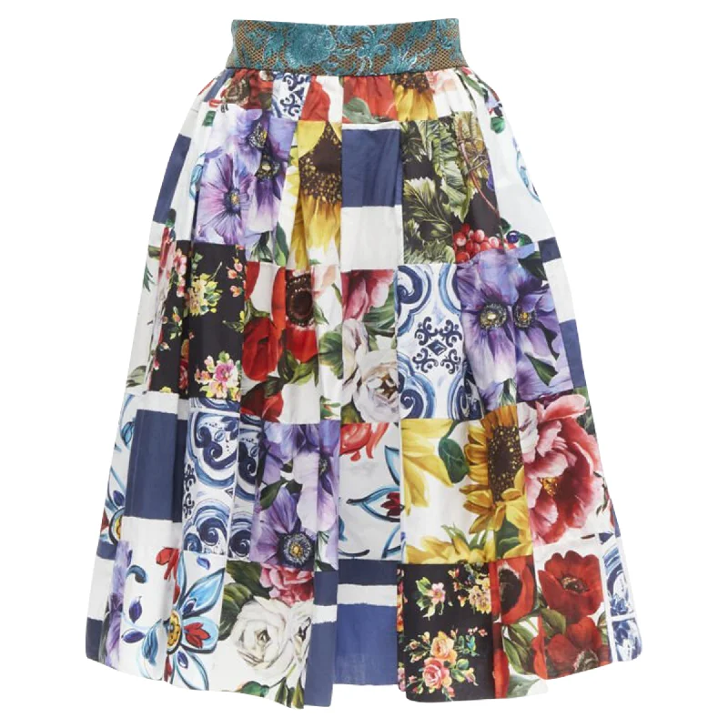 Dolce & Gabbana Sicilian Patchwork brocade waist skirt slim fit skirt