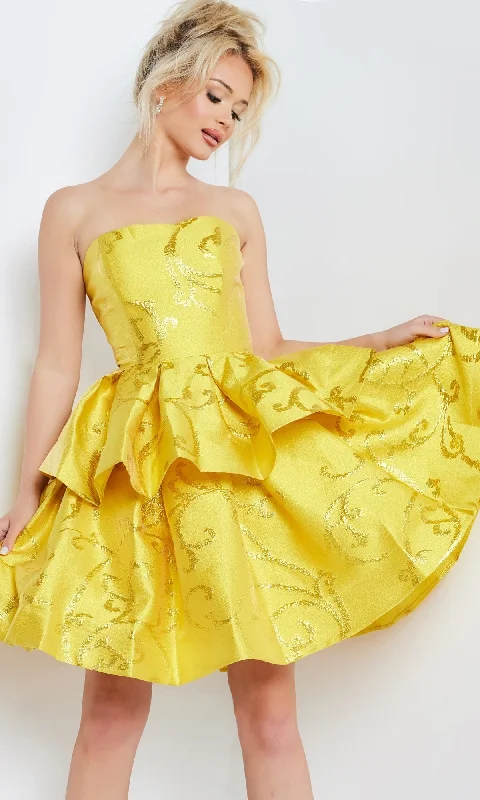 Jovani Short Yellow Strapless Party Dress 23743 Tunics Canvas sturdy