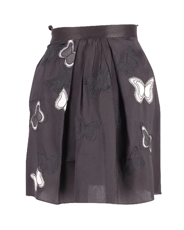 Dolce & Gabbana Skirt with Butterfly Applique in Black Silk mini skirt trendy
