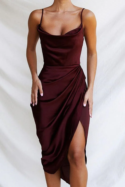 Sexy Spaghetti Straps High Slit Party Dress Tunics Office stylish