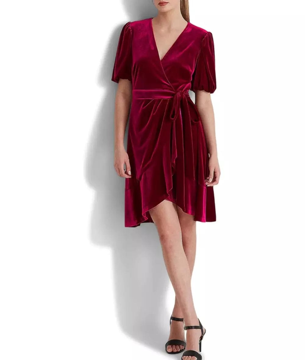 RALPH LAUREN - Velvet Knee Cocktail and Party Dress Boat Neckline Classic