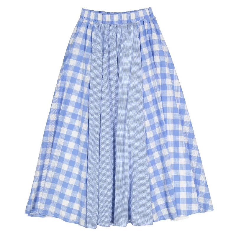 Ava and Lu Blue Checked Maxi Skirt summer skirt style