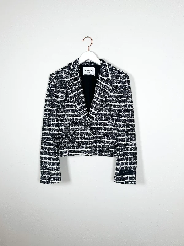 Iceberg - Woven Jacket - Quadro Nero Bianco Knit Jacket Woven Jacket Fleece Jacket