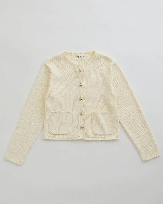BOUCLE KNIT JACKET Snapped Jacket Toggled Jacket Drawstring Jacket