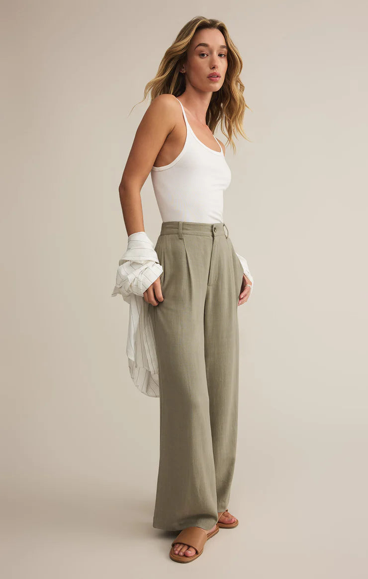 Vista Linen Pant - Dusty Palm Soft Wool Pants