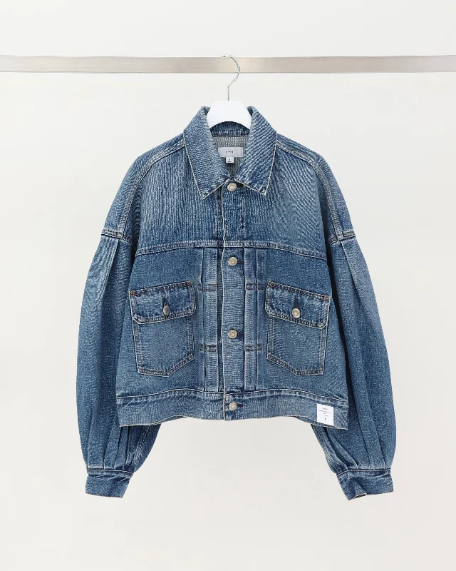 BALLOON SLEEVE DENIM JACKET / TYPE2 17445 Denim Jacket Leather Jacket Suede Jacket