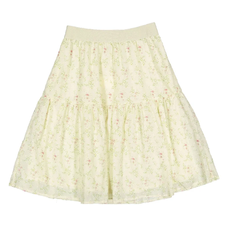 Darlin Soft Floral Tiered Skirt lace skirt feminine