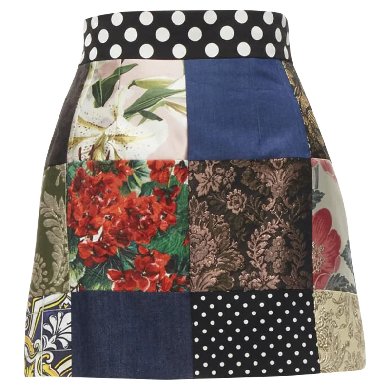 Dolce & Gabbana Patchwork floral jacquard short skirt cotton skirt soft