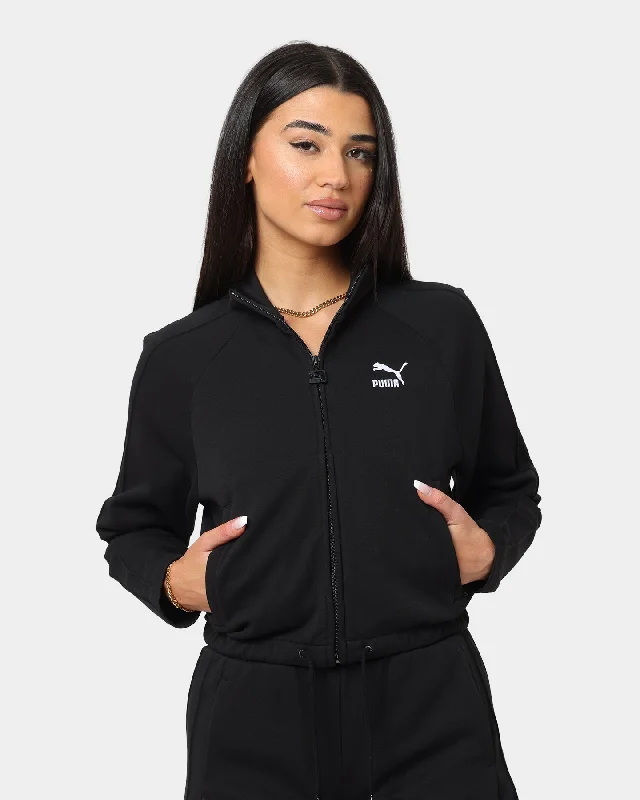 Puma Women's T7 Track Jacket DK Puma Black A-Line Jacket Boat Neck Shawl Collar