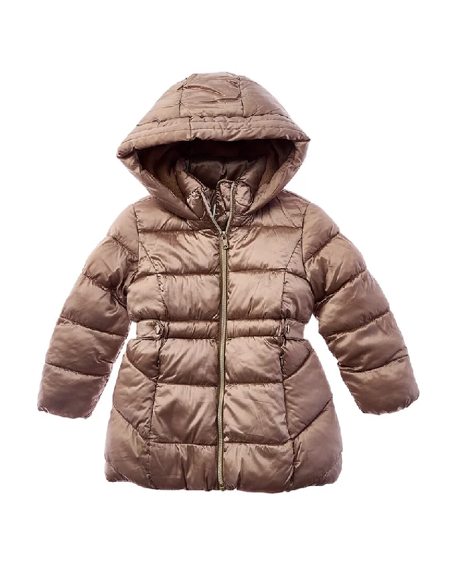 Mayoral Metallic Hooded Puffer Jacket Welt Pockets Slit Pockets Flap Pockets
