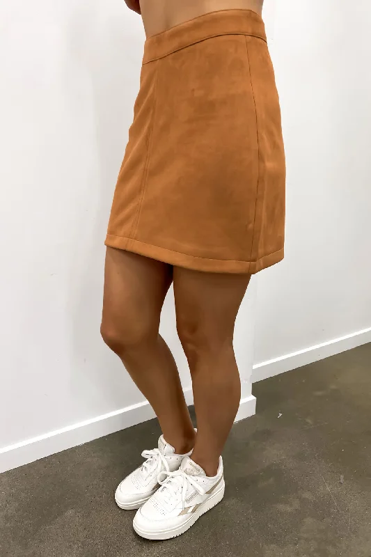 Dallas Suede Skirt Tan wool skirt breathable
