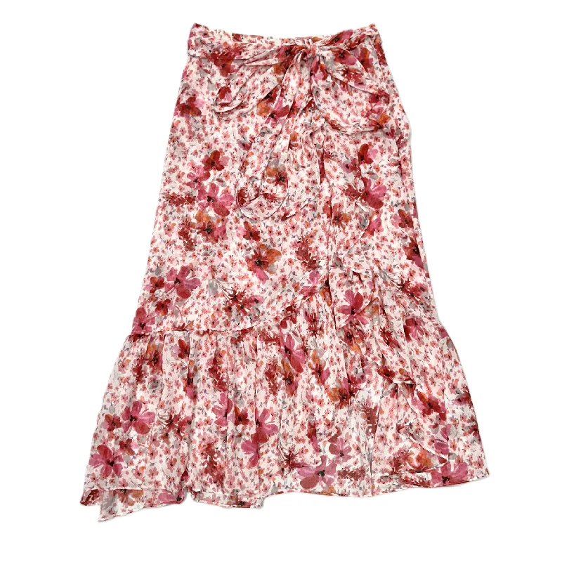 Pink & White Skirt Designer By Misa La, Size: L breathable skirt fabric