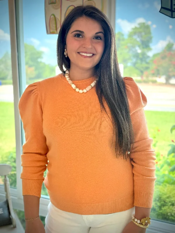 Puff Sleeve Basic Sweater Terry Terry Cloth Terry Knit