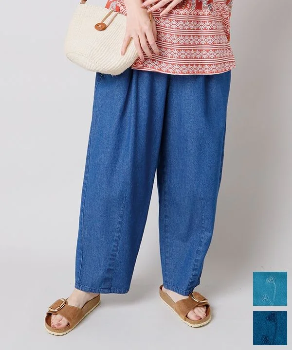 7.0oz cotton denim embroidered cocoon pants 25S033 Fashionable Jogger Pants