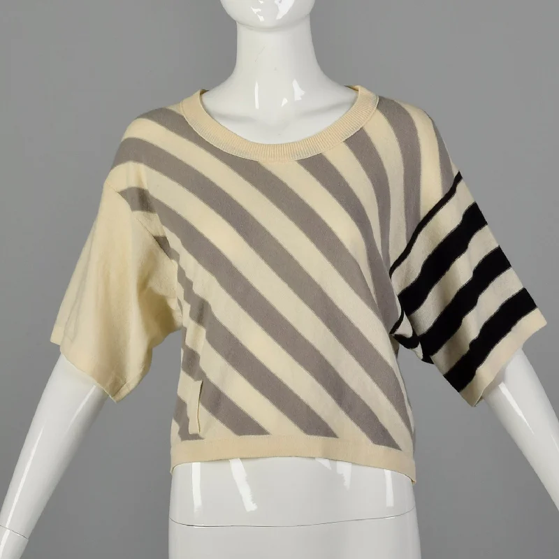 Sonia Rykiel Small Short Sleeve Striped Sweater Boxy Sweater Fitted Sweater A-Line