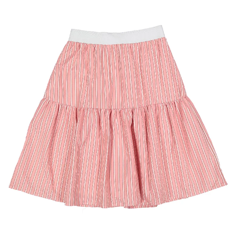 Darlin Pink Stripe Tiered Skirt cashmere skirt fine