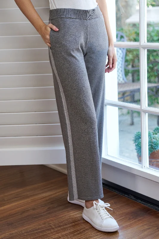 wide leg sweater knit pant Transparent Opaque Sheer