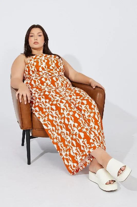 Multi Abstract Wide Leg Pants High Rise Comfortable Cargo Pants