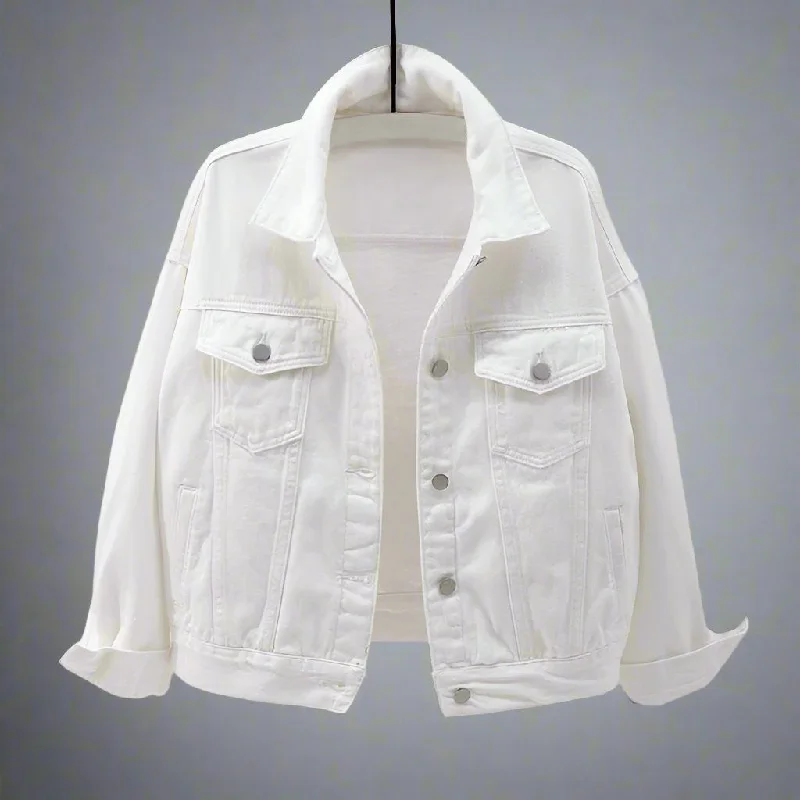 Women's Classic Denim Jacket (5 color options) Collared Jacket Crew Neck Jacket Turtle Neck Jacket