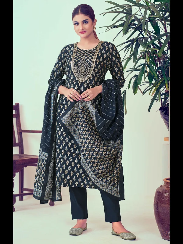 Teal Blue Designer Readymade Pant Suit With Printed Embroidery Work Fashionable Work Pants