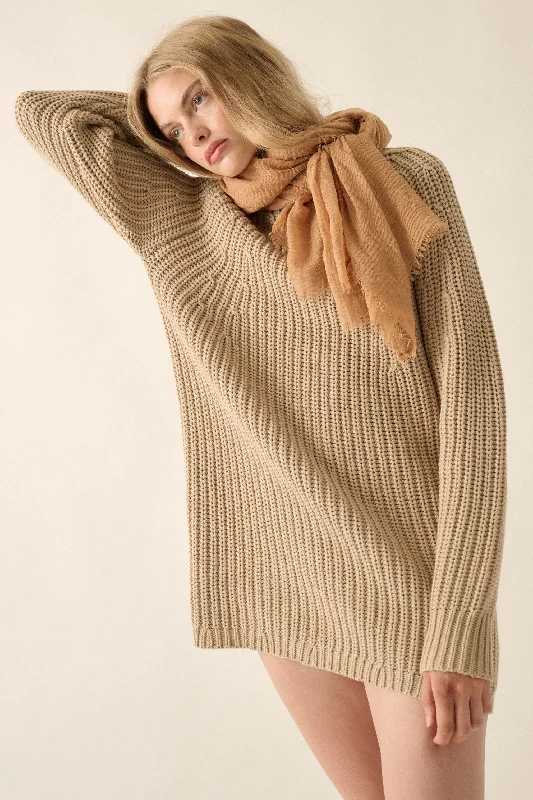Believe in You Ribbed Knit Mini Sweater Dress Modern Contemporary Chic