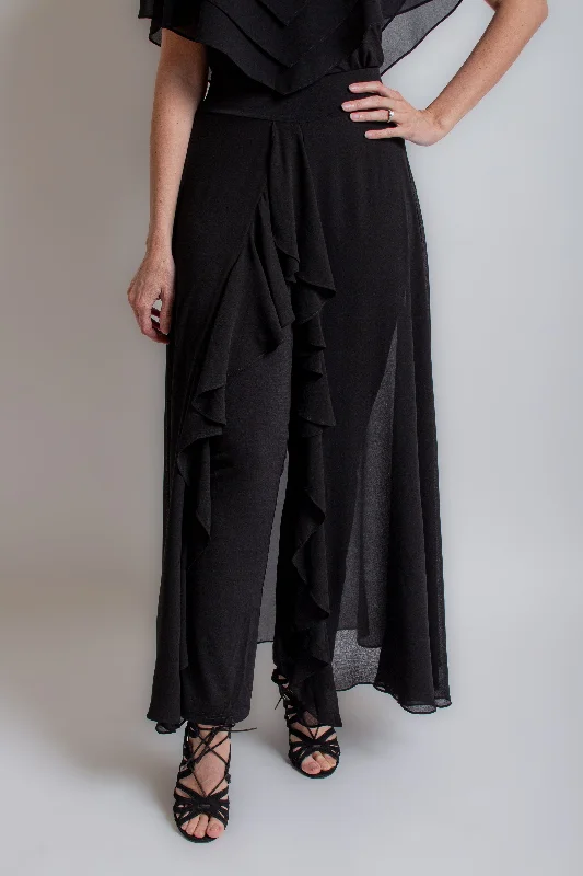 "Cleo" Black Ruffle Pant Comfortable Maternity Pants
