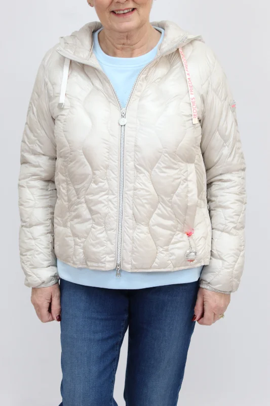 FRIEDA & FREDDIES Cream Padded Jacket Hoodie Zip-Up Jacket Button-Up Jacket