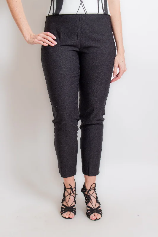 Black Skinny Pull On Ankle Pant Comfortable Pleated Pants