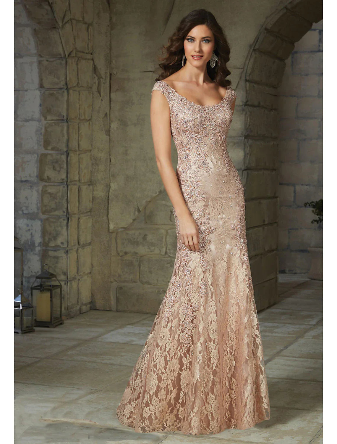 Mermaid Party Dress Elegant Floral Wedding Guest Formal Evening Dress Scoop Neck Sleeveless Floor Length Lace with Lace Insert Pattern / Print sweetheart Neckline Romantic