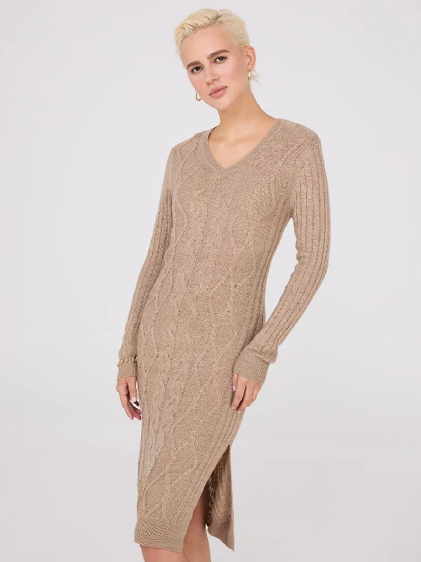 Cable Knit Sweater Dress Satin Fabric Silk Fabric Chiffon Fabric