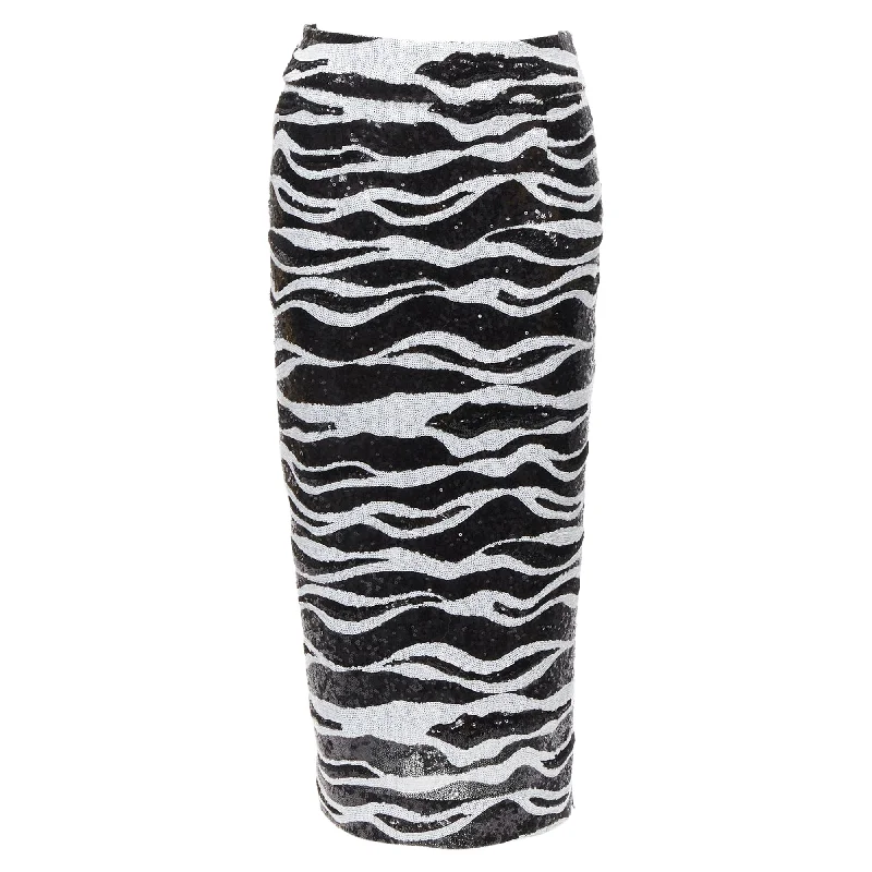 Dolce & Gabbana zebra sequins chantilly lace back skirt silk skirt elegant
