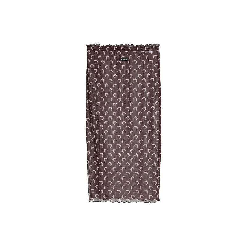 Recycled Moon Mesh Midi Skirt (Brown) linen skirt airy