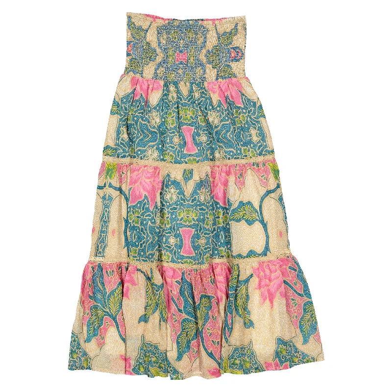 Bell Beige/Pink Floral Mandy Maxi Skirt velvet skirt plush