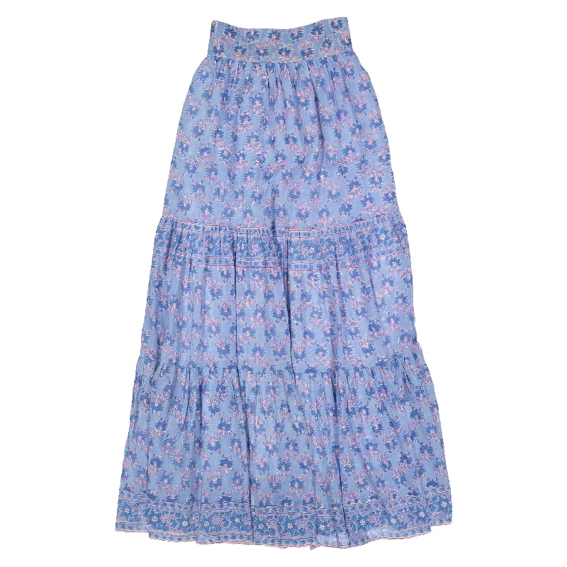 Bell Light Blue/Pink Print Annabelle Maxi Skirt silk skirt elegant