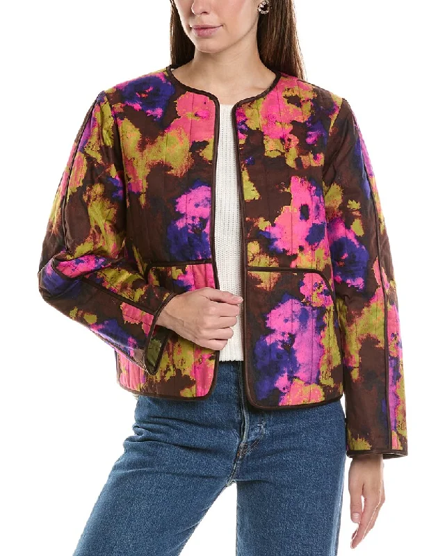 CROSBY by Mollie Burch Sadler Quilted Jacket Zip Front Button Front Snap Front