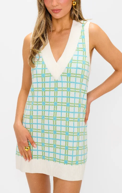 Hartford Tank Sweater Dress ~ On The Green Plaid Knit Sequined Glittery Shiny